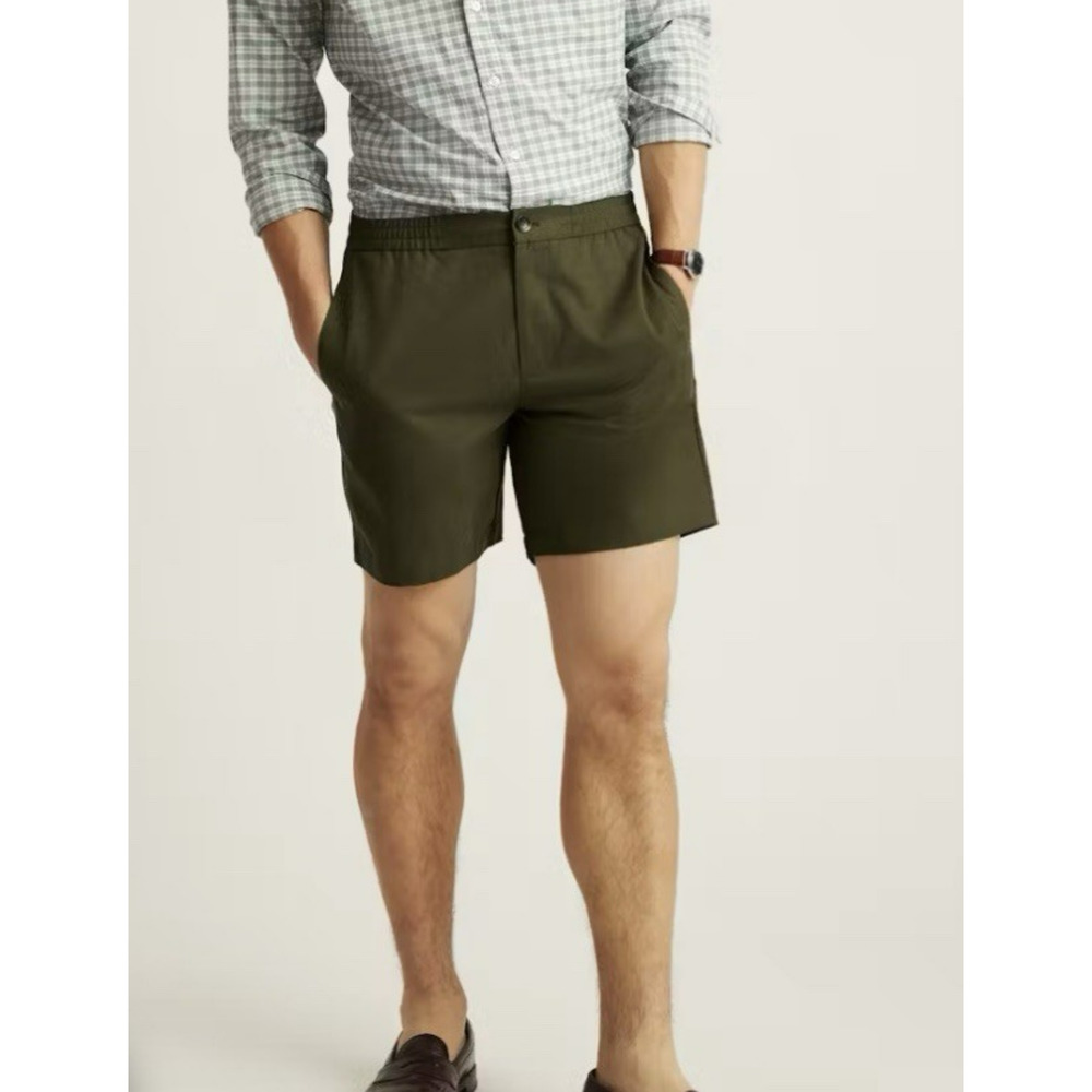 Bonobos Shorts Men XL Long Weekend Wanderer Green Flat Front Cotton Blend Casual